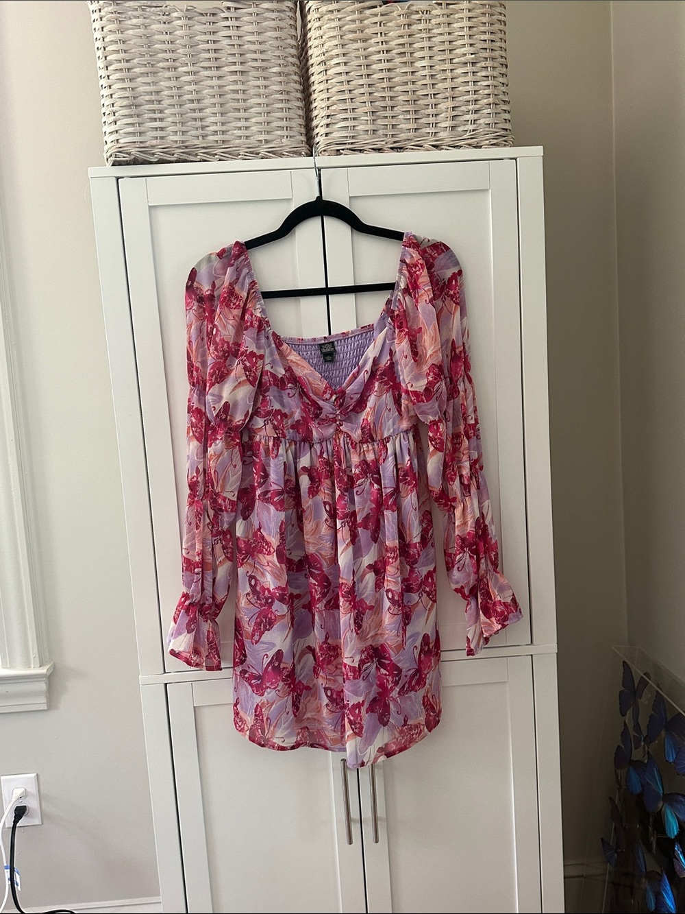 Buttery print peasant dress